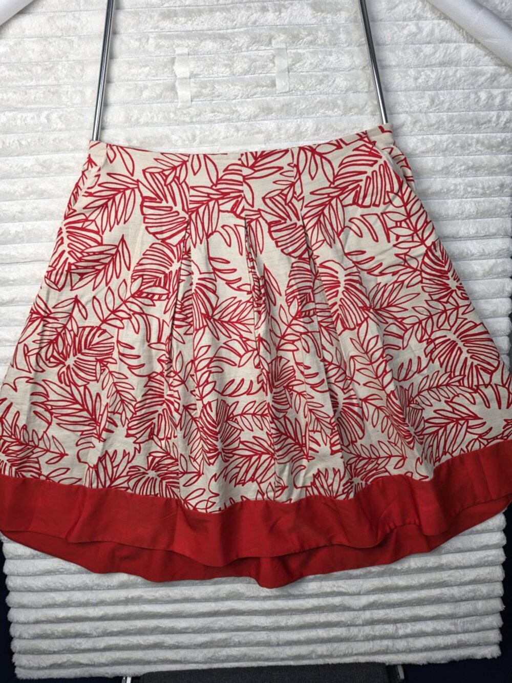 Lane Bryant Cream Orange Palm Print Colorblock Hem Skirt 2X